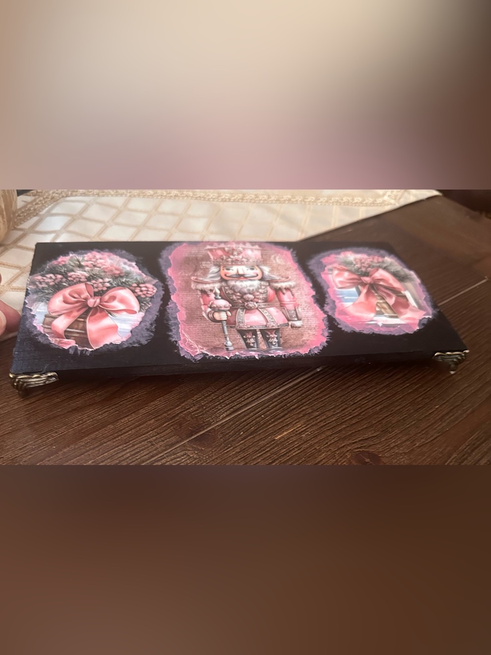 Hand crafted Pink Nutcracker woods Decorative Art shelf